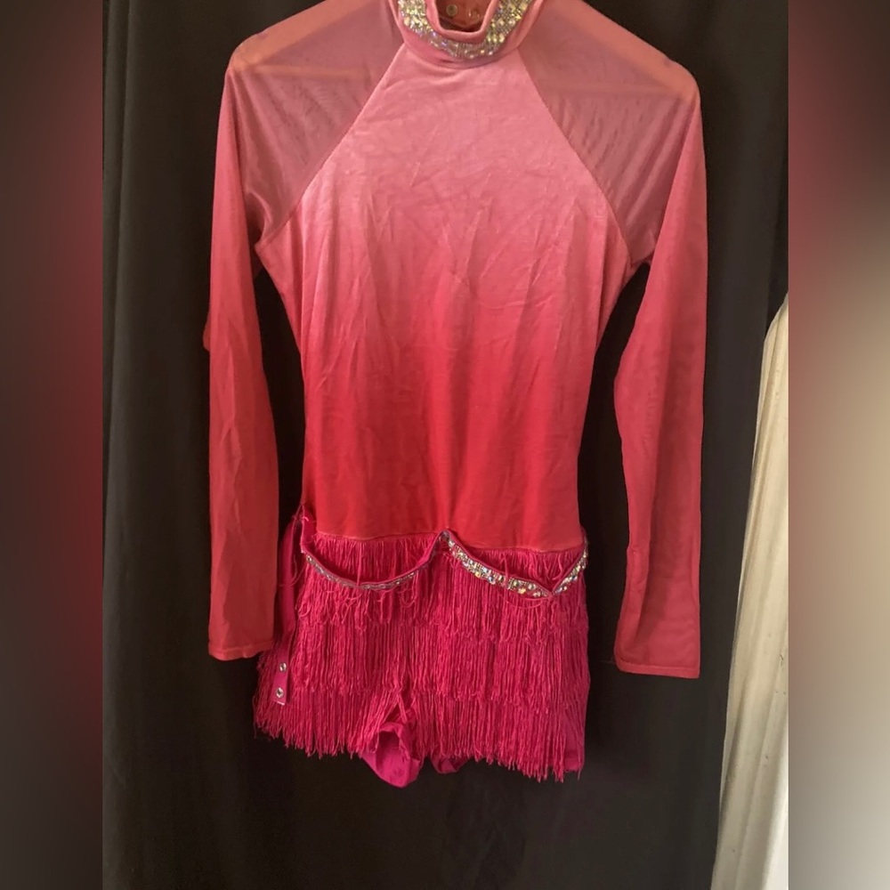Pink fringe dance costumes